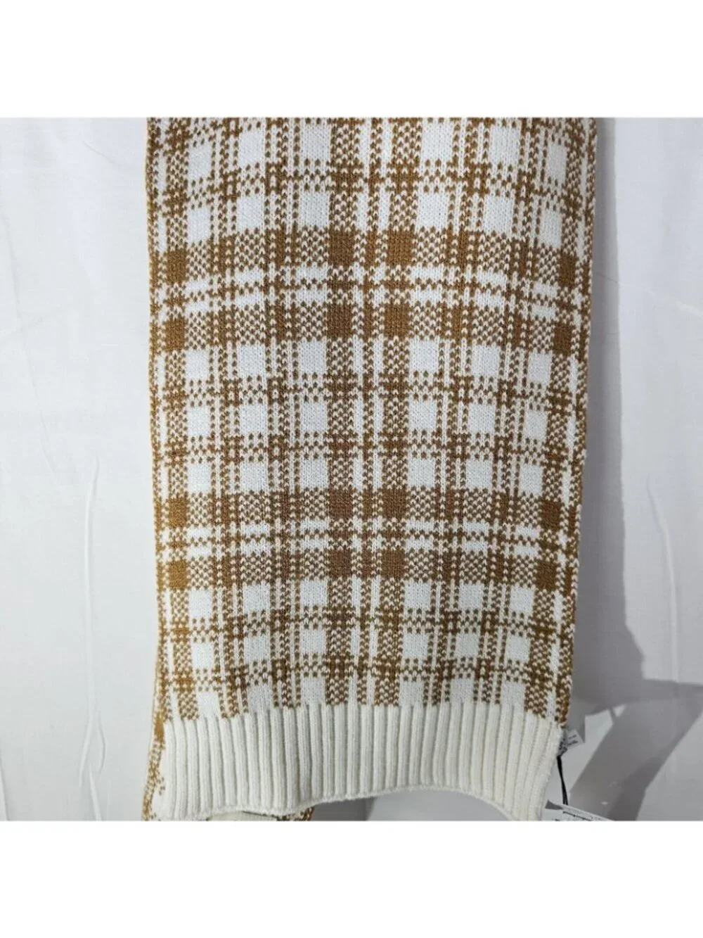 NWT Timberland Scarf One Size Brown Plaid Knit Buffalo Check Winter Outdoor